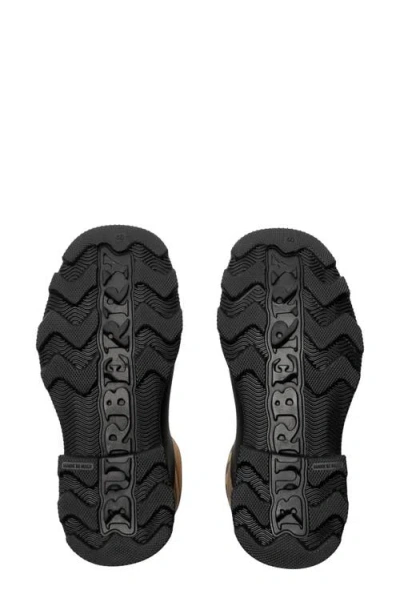 Burberry Woven Check Rain Boots With Adjustable Buckle And Equestrian Design In Black