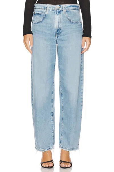 Frame Ruler Crop High Rise Straight Jeans In Indigo Vintage Fray