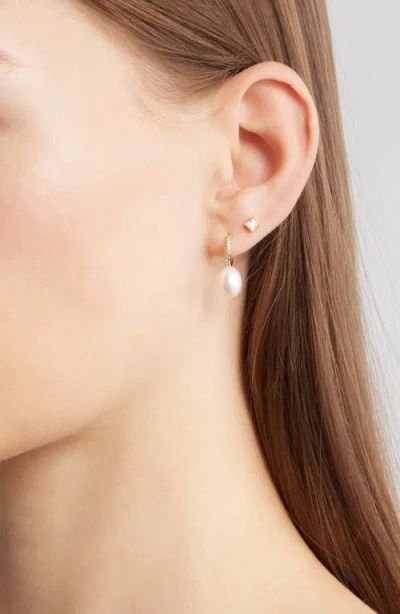 Nordstrom Set Of 3 Demi Fine Cubic Zirconia Stud & Pearl Drop Earrings