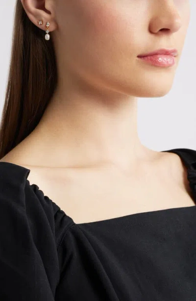 Nordstrom Set Of 3 Demi Fine Cubic Zirconia Stud & Pearl Drop Earrings