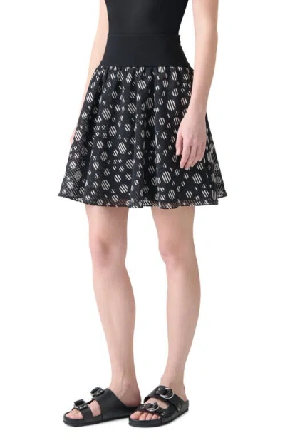 Akris Punto Circle Print Burnout Stripe Flared Skirt