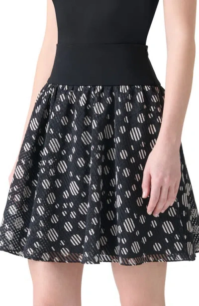 Akris Punto Circle Print Burnout Stripe Flared Skirt