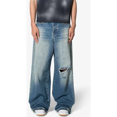 Mnml Baggy Rave Ripped Wide Leg Jeans In Blue