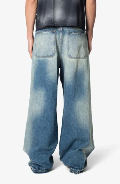 Mnml Baggy Rave Ripped Wide Leg Jeans In Blue