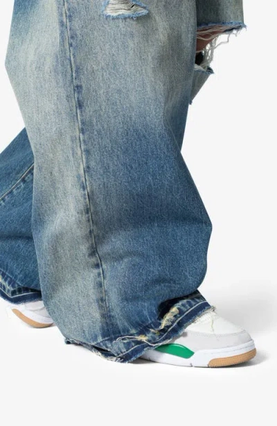 Mnml Baggy Rave Ripped Wide Leg Jeans In Blue