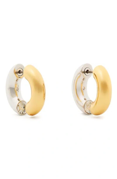 Kate Spade New York Interlock Cubic Zirconia Open Huggie Hoop Earrings In Two Tone