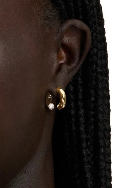 Kate Spade New York Interlock Cubic Zirconia Open Huggie Hoop Earrings In Two Tone