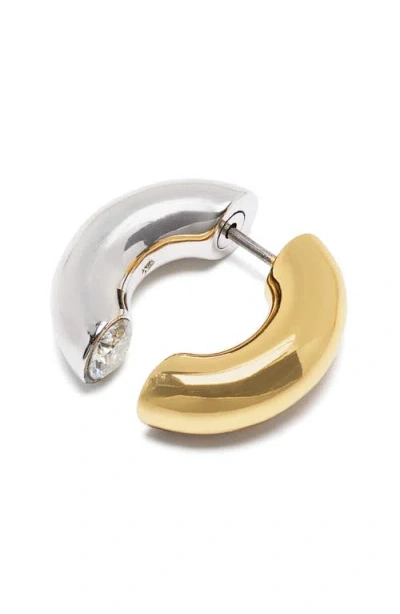 Kate Spade New York Interlock Cubic Zirconia Open Huggie Hoop Earrings In Two Tone