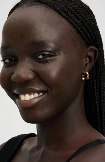 Kate Spade New York Interlock Cubic Zirconia Open Huggie Hoop Earrings In Two Tone