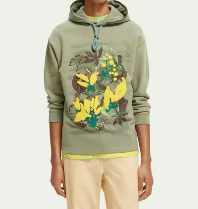 Scotch & Soda Relaxed Fit Artwork Hoodie In Green