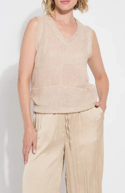 Lyssé Bria Sequined V-neck Shell Top In Chablis In Neutral