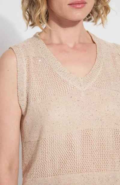 Lyssé Bria Sequined V-neck Shell Top In Chablis In Neutral