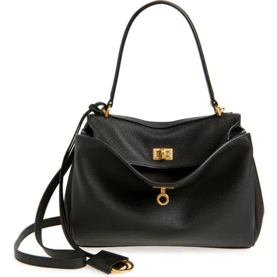 Balenciaga Small Rodeo Leather Top Handle Bag In Black