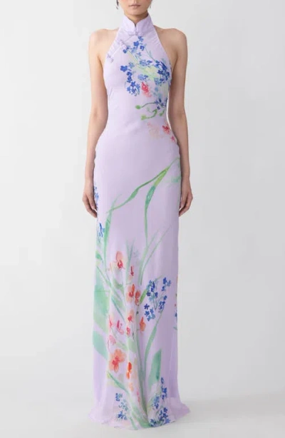 Sau Lee Gillian Floral Dress In Lavender Multi