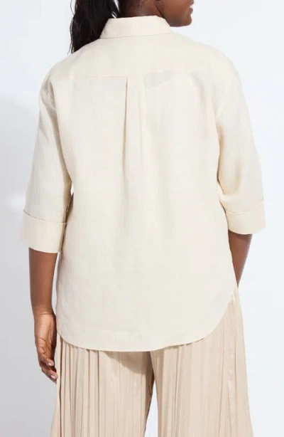 Lyssé Roxanna Embroidered Linen Button-up Shirt In Neutral