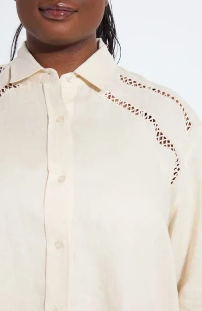 Lyssé Roxanna Embroidered Linen Button-up Shirt In Neutral