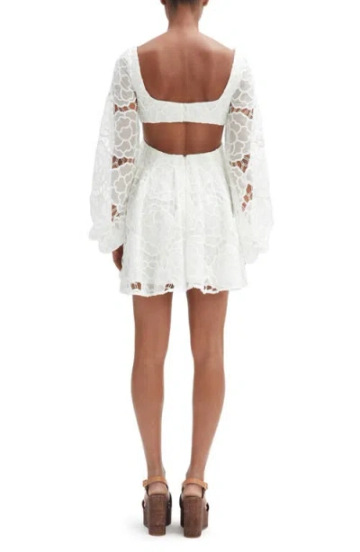 Bardot Jovie Long Sleeve Broderie Anglaise Babydoll Dress In White