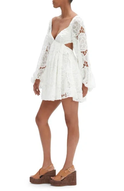 Bardot Jovie Long Sleeve Broderie Anglaise Babydoll Dress In White