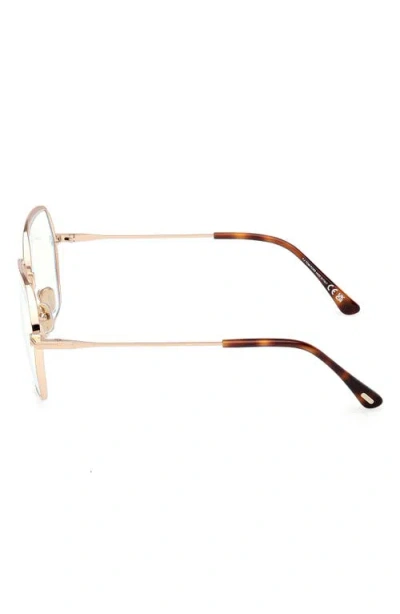 Tom Ford 56mm Geometric Blue Light Blocking Optical Glasses In Blue