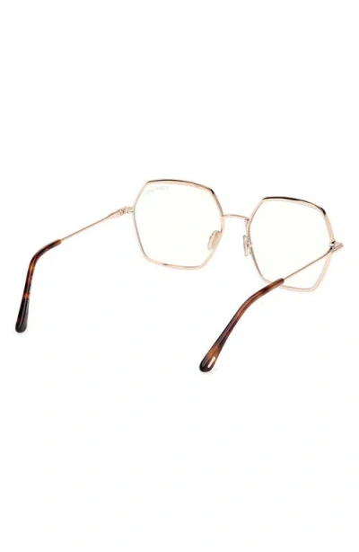Tom Ford 56mm Geometric Blue Light Blocking Optical Glasses In Blue