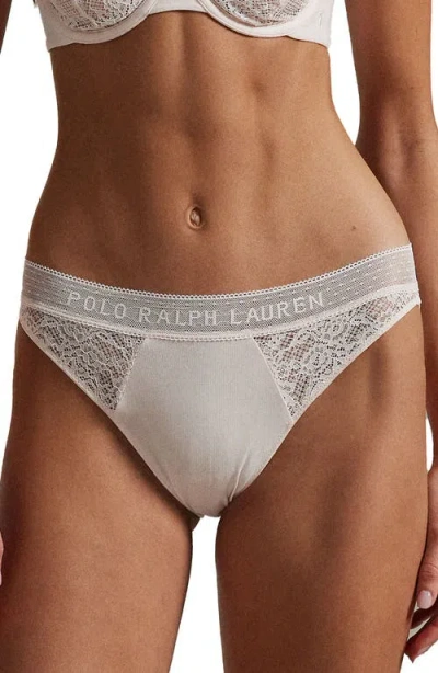 Polo Ralph Lauren Logo Lace Bikini In Neutral