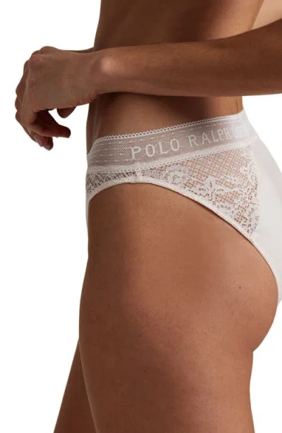 Polo Ralph Lauren Logo Lace Bikini In Neutral