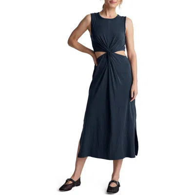Beyond Yoga Around The World Front Twist Midi Dress In Nocturnal Navy