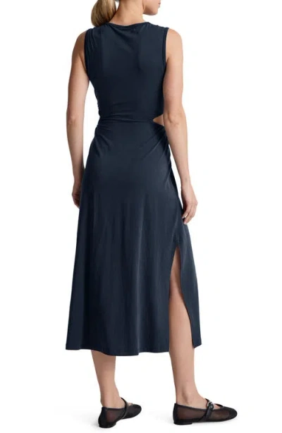 Beyond Yoga Around The World Front Twist Midi Dress In Nocturnal Navy