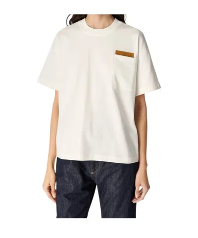 Bottega Veneta Pocket Detail Crew Neck Short Sleeve Top In White