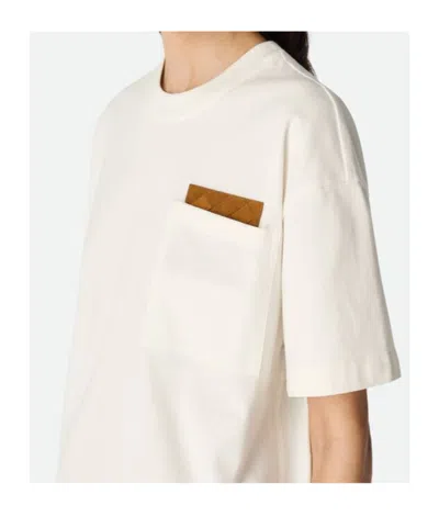 Bottega Veneta Pocket Detail Crew Neck Short Sleeve Top In White