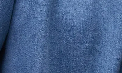 Topshop Denim Puff Sleeve Top With Bow Tie