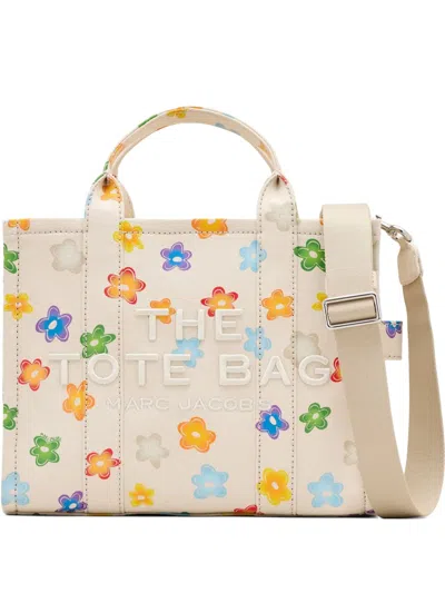 Marc Jacobs The Wild Daisy Canvas Medium Tote Bag In White