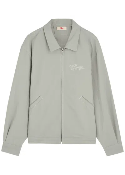 Cherry Los Angeles Logo-embroidered Shell Jacket In Gray