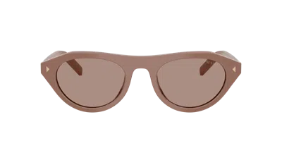 Prada Womens Brown Pr B15s Oval-frame Acetate Sunglasses In Brown