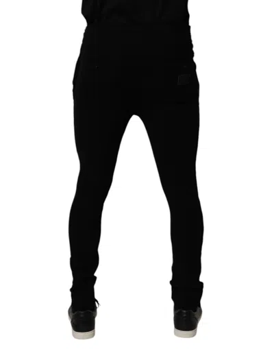 Dolce & Gabbana Black Cotton Stretch Jogger Sweatmen's Men's Pants In Black