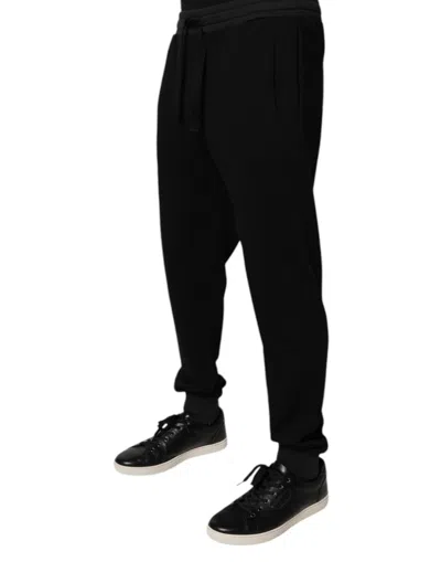 Dolce & Gabbana Black Cotton Stretch Jogger Sweatmen's Men's Pants In Black