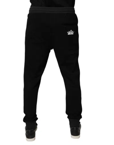 Dolce & Gabbana Black Cotton Stretch Jogger Sweatmen's Men's Pants In Black