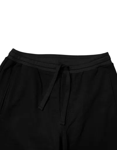 Dolce & Gabbana Black Cotton Stretch Jogger Sweatmen's Men's Pants In Black