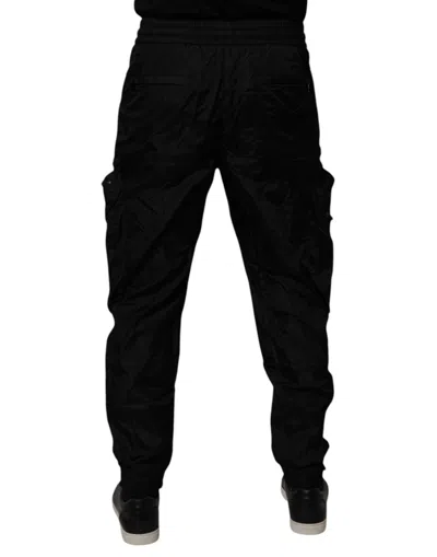 Dolce & Gabbana Black Nylon Cargo Jogger Men Sweatmen's Men's Pants In Black