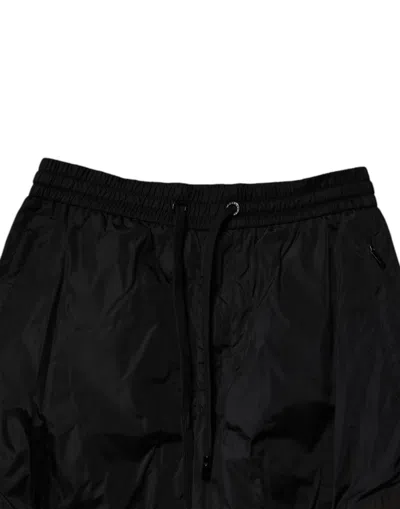 Dolce & Gabbana Black Nylon Cargo Jogger Men Sweatmen's Men's Pants In Black