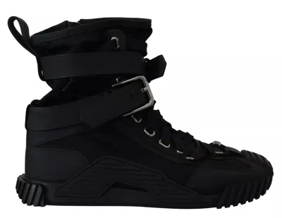 Pre-owned Dolce & Gabbana Black Nylon High Top Sorrento Sneakers Women's Shoes ()