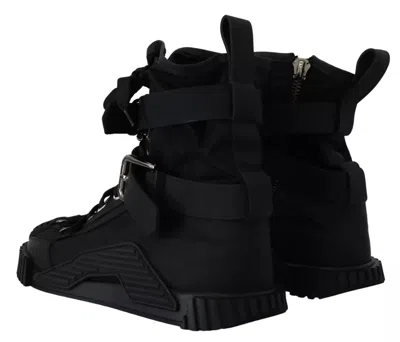 Pre-owned Dolce & Gabbana Black Nylon High Top Sorrento Sneakers Women's Shoes ()