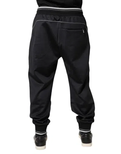 Dolce & Gabbana Black Polyester Logo Jogger Men's Pants