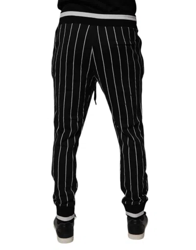 Dolce & Gabbana Black White Stripes Jogger Sweatmen's Men's Pants