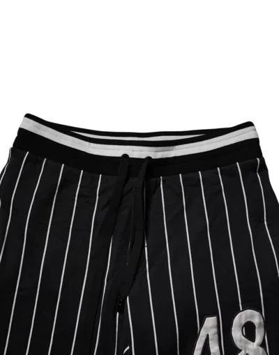 Dolce & Gabbana Black White Stripes Jogger Sweatmen's Men's Pants