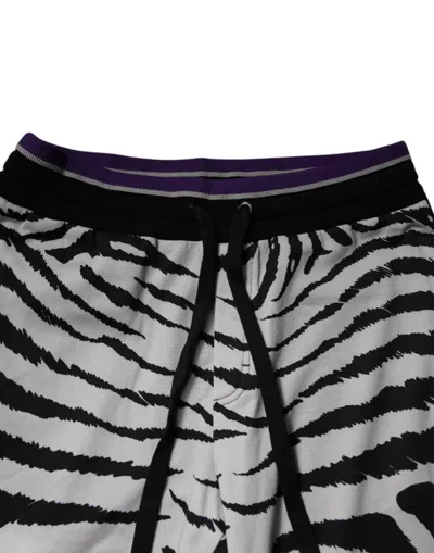 Dolce & Gabbana Black White Zebra Men Jogger Sweatmen's Men's Pants