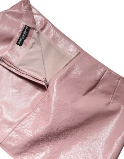 Pre-owned Dolce & Gabbana Glossy Pink Cotton High Waist Mini Women's Skirt
