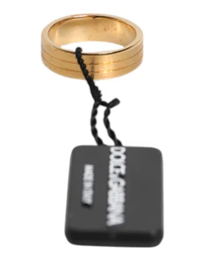 Dolce & Gabbana Gold Tone Brass Red Crystal Dg Logo Ring In Gold