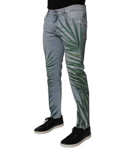 Dolce & Gabbana Light Blue Leaf Cotton Classic Men Denim Men's Jeans