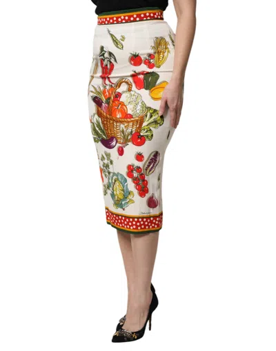 Dolce & Gabbana Multicolor High Waist Pencil Cut Midi Skirt In Multi